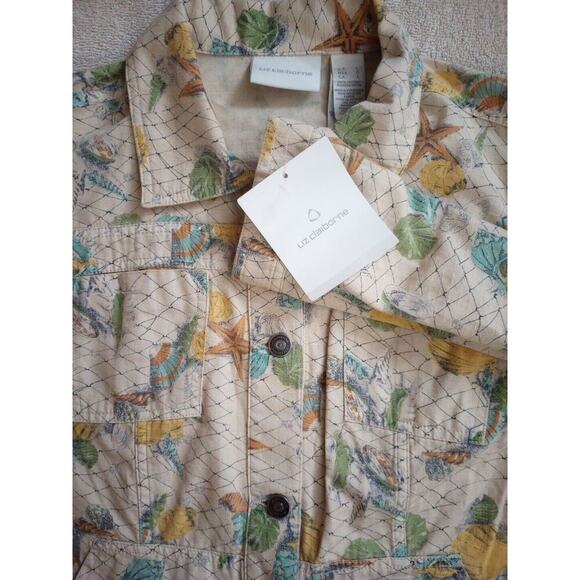 Liz Claiborne Jacket Sz L Beige Seashell Shacket NWT American Getaway C-1 - Picture 7 of 10